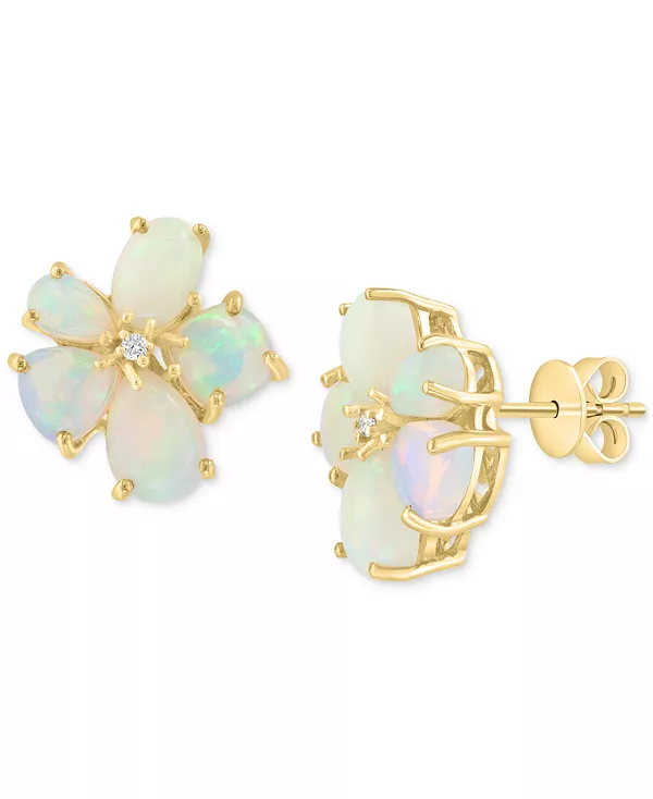 

Серьги-Гвоздики Effy в форме цветка с эфиопским опалом и бриллиантами из 14-каратного желтого золота Effy Collection, opal