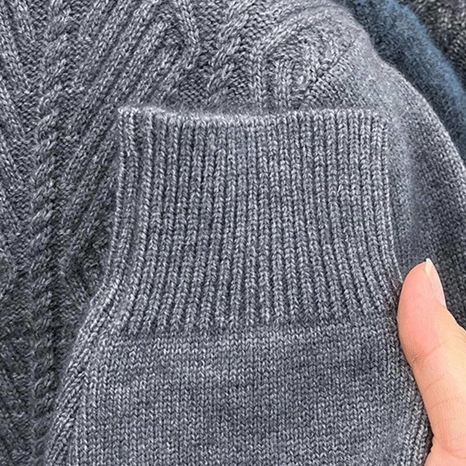 Мужской пуловер с воротником стойкой и четвертью пуговиц, Slim Fit, зимний, утепленный — фото 2