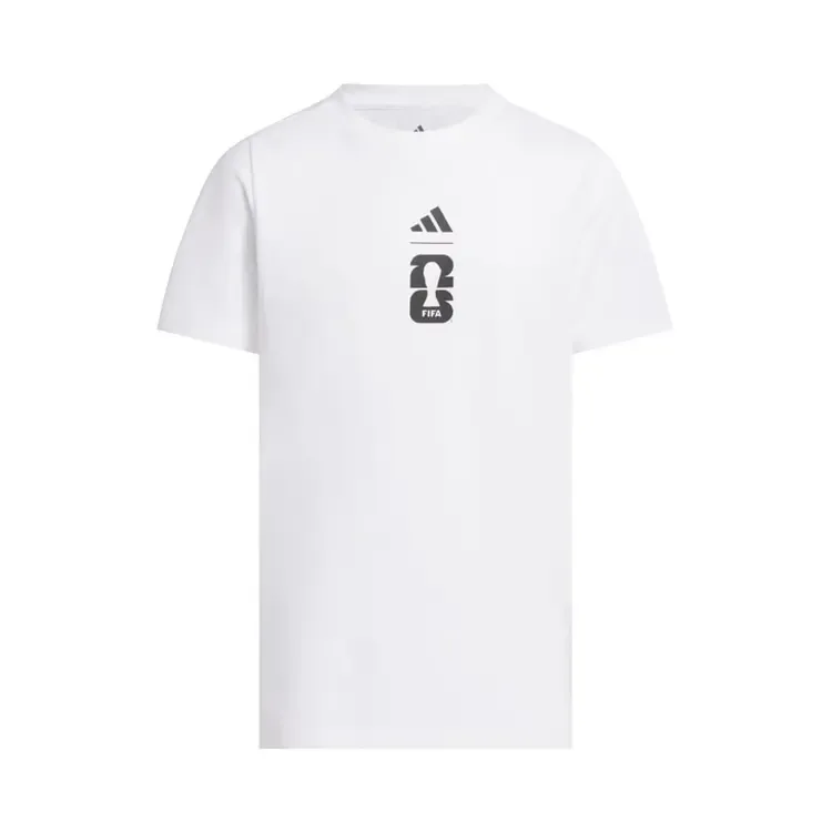 Футболка Adidas с изображением мяча Чемпионата мира по футболу FIFA 26, белая