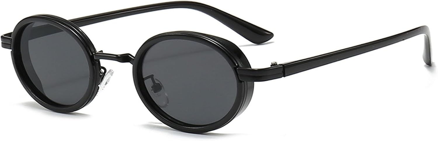 

Винтажные солнцезащитные очки в стиле стимпанк с оправой Ovel для женщин и мужчин, модные, полуметаллическая оправа, хип-хоп панк, защита от ультрафиолета UV400 Bsreyeop, Black/Grey F3