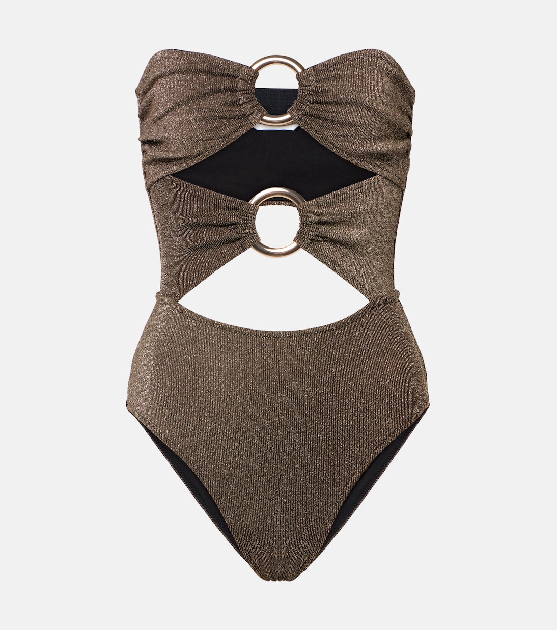 

Купальник Anya с вырезом из ламе Alexandra Miro, Brown Metallic