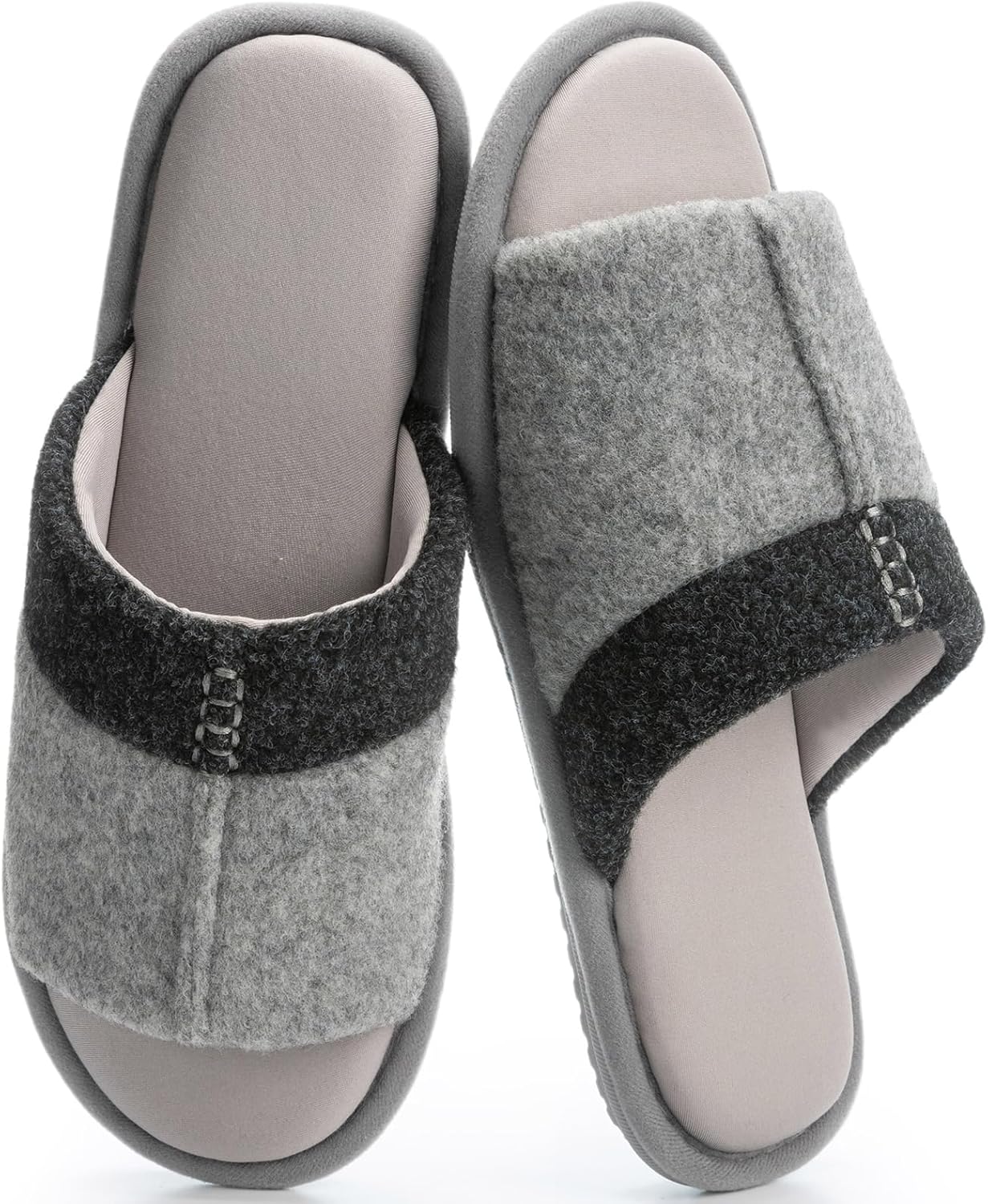 

GOEWY Мужские тапочки с открытым носком и не скользящей подошвой мужская обувь Двухцветные тапочки из пены с эффектом памяти Машина Стиральные тапочки для мужчин Подарок для друзей-пап, серый