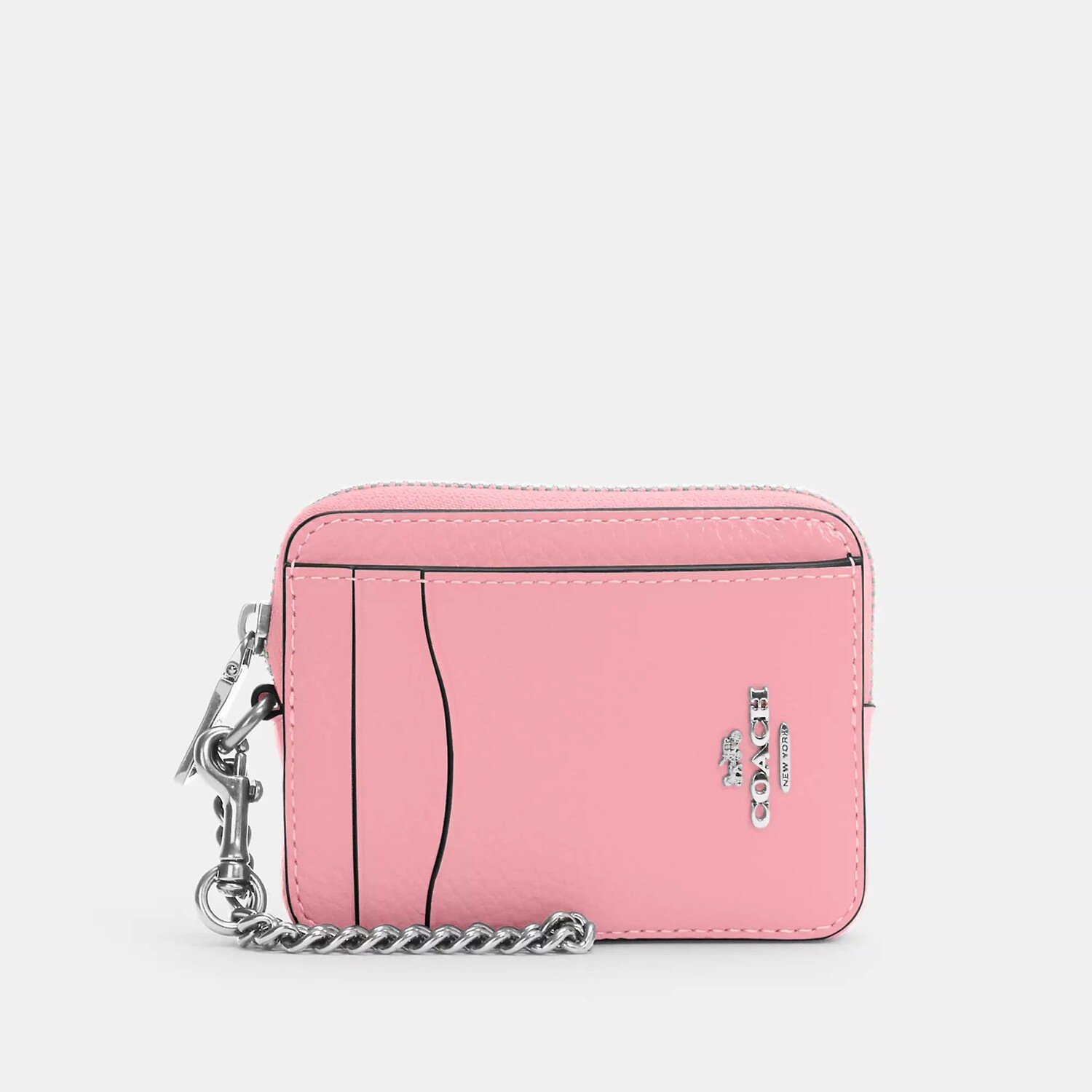 

Чехол для карточек Coach Outlet на молнии, цвет Silver/Flower Pink