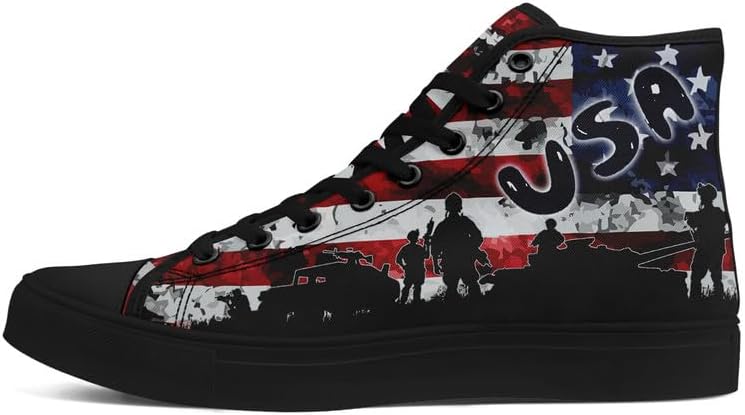 

Высокие кеды на шнуровке для мужчин и женщин с флагом США, классические модные повседневные кроссовки для празднования американской независимости Awsole, черный