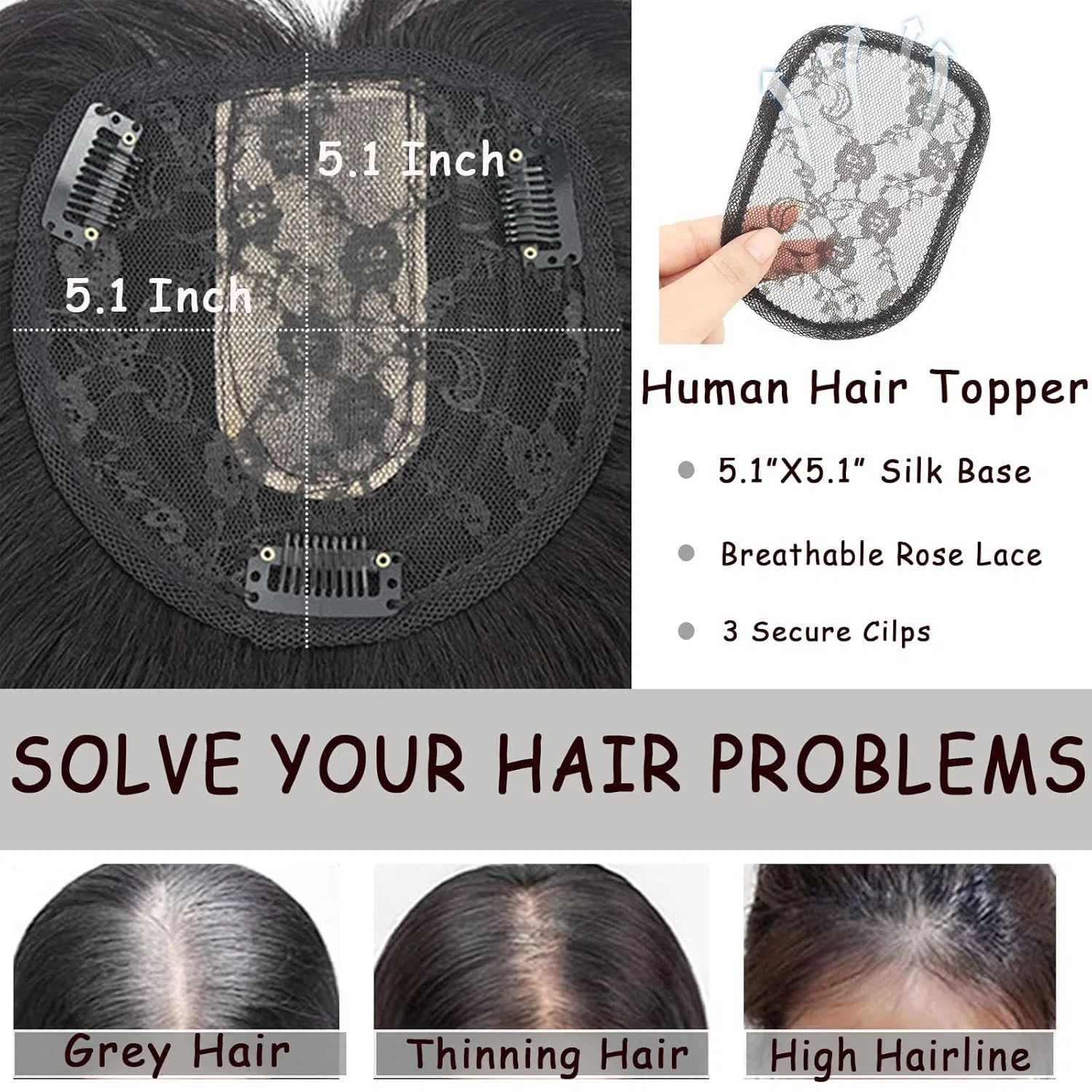 Накладка для волос на шелковой основе с челкой (35.5 см) Eree Hair, Dark Brown — фото 4