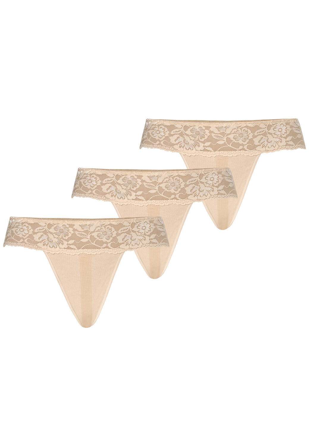 

Стринги Teyli 3 шт: Damen Tanga mit floraler Spitze Comfo, бежевый