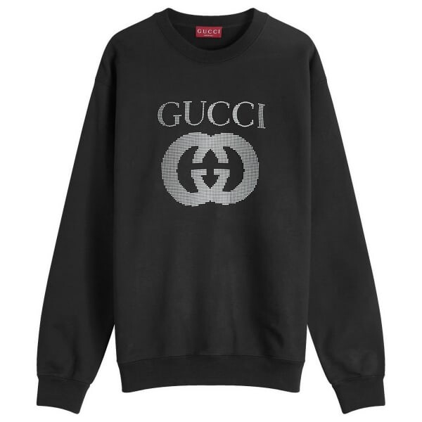

Толстовка с круглым вырезом и переплетенным логотипом Gucci, черный