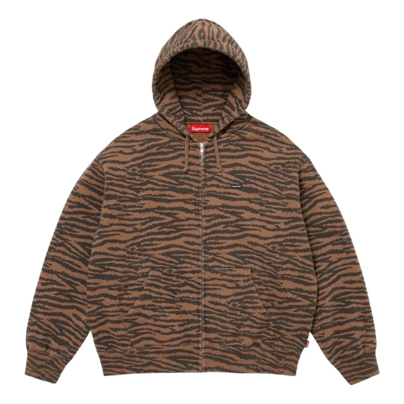 Толстовка Supreme SS26 Small Box Zip Up Hooded Sweatshirt 'Tiger' SUP-SS26-122-TGR, коричневый
