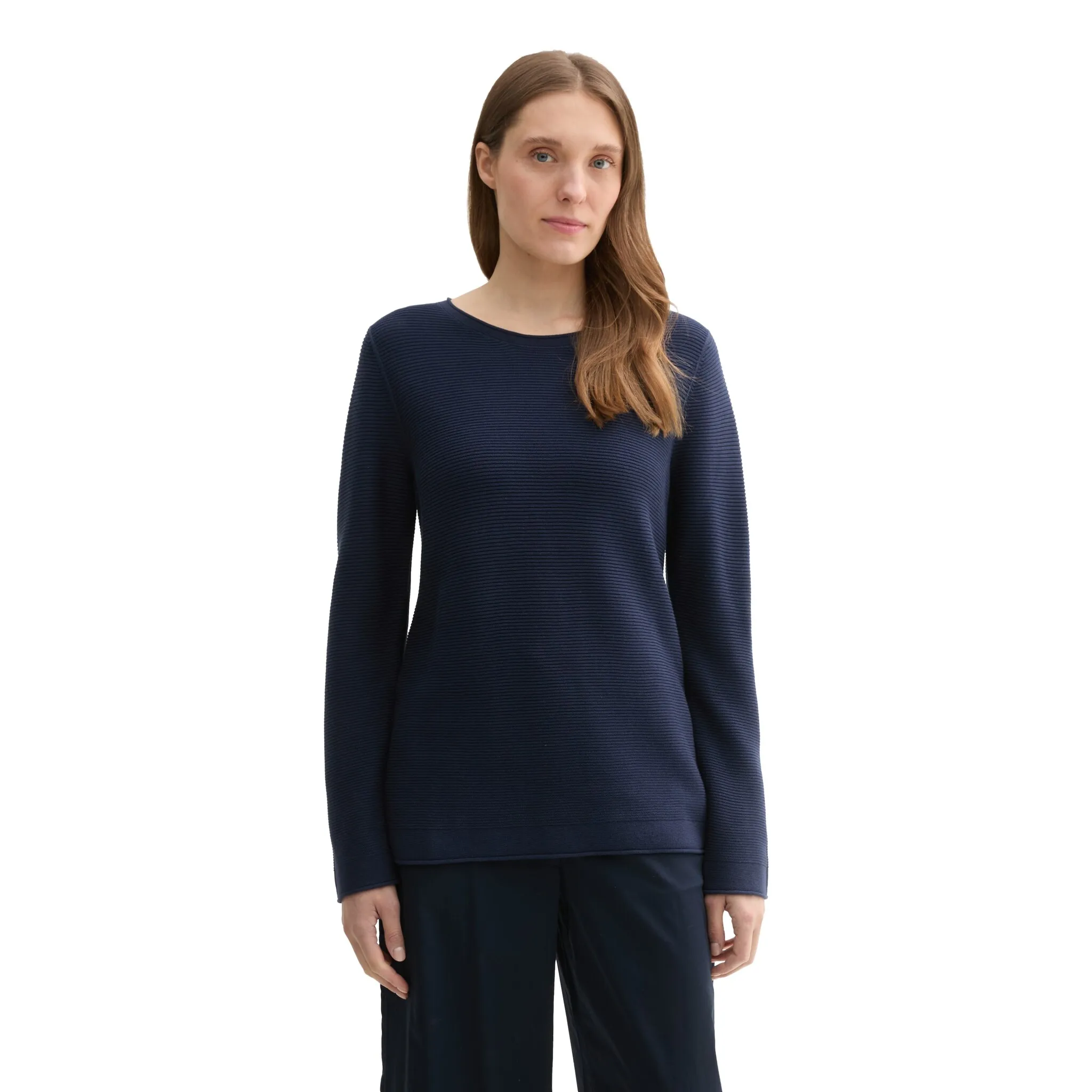 

TOM TAILOR вязаный свитер с полосатой структурой, цвет Real Navy Blue