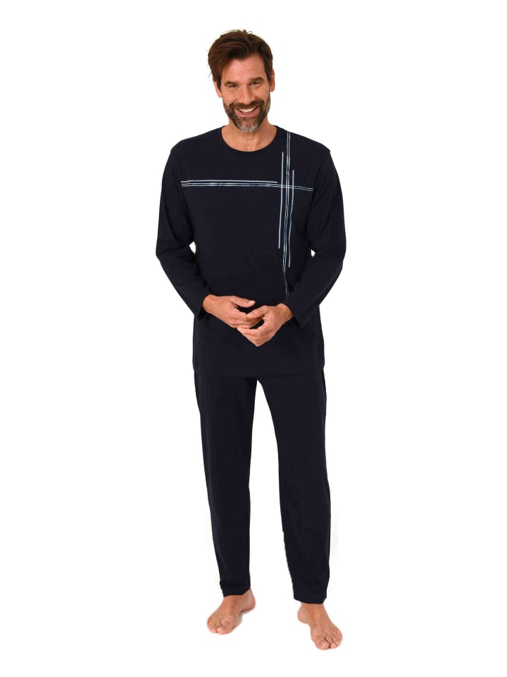 

NORMANN Пижама с длинными рукавами и принтом спереди, темно-синего цвета