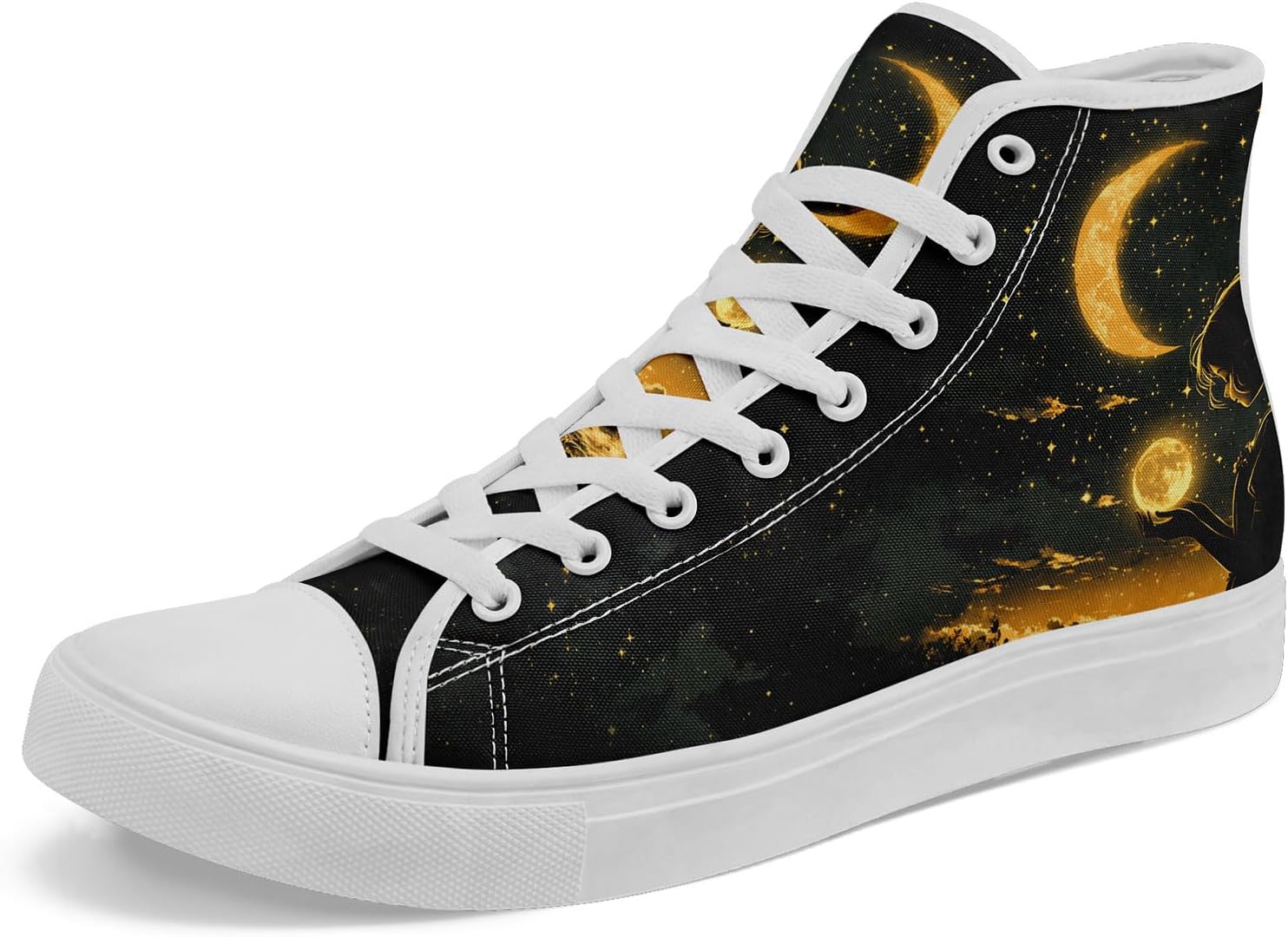 

Высокие кеды на платформе AWSOLE SunMoon с принтом для мужчин и женщин, стильная обувь с небесной тематикой, дышащие и легкие, белый/черный/синий/золотой