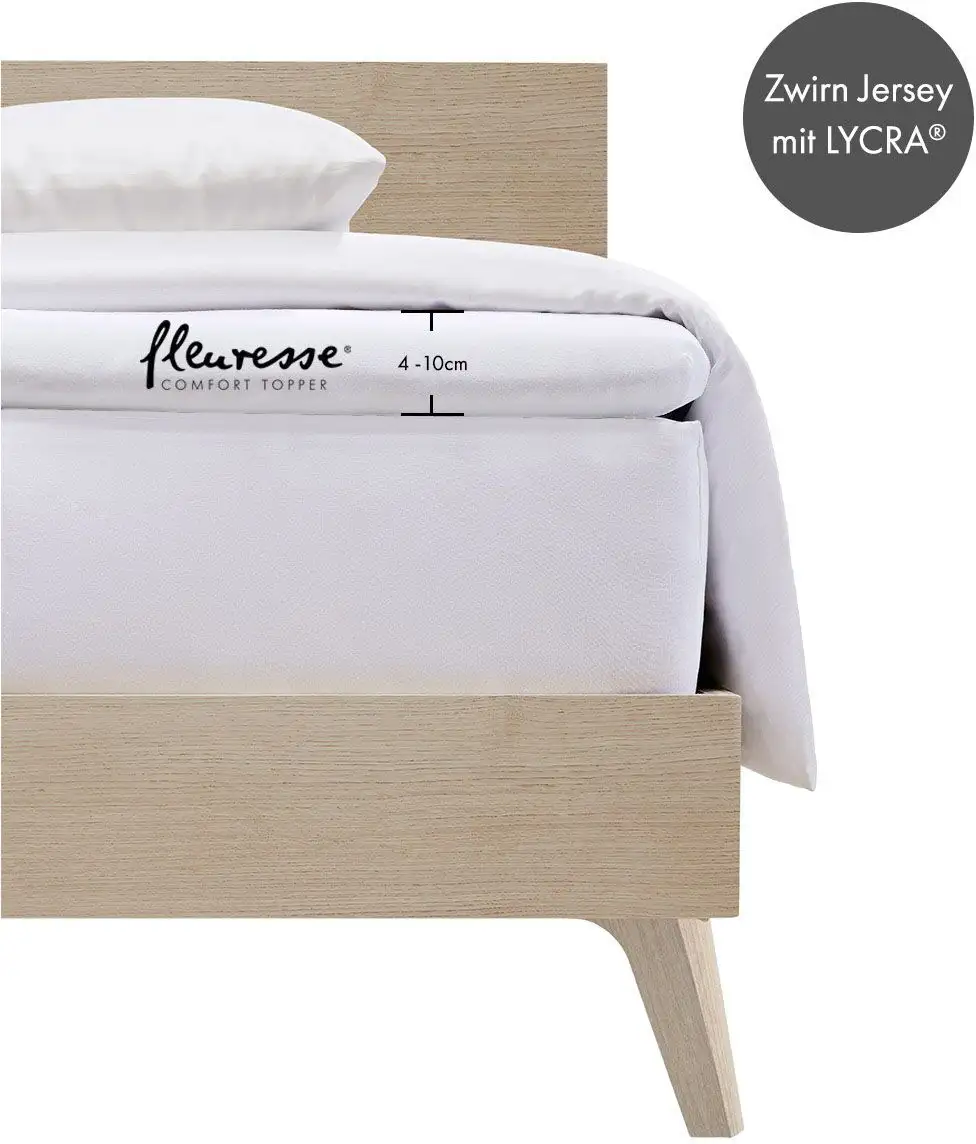 

Простыня Fleuresse "Топпер" из трикотажного эластана, для матраса высотой до 10 см 90-100х190-220 см, 1 шт., белый