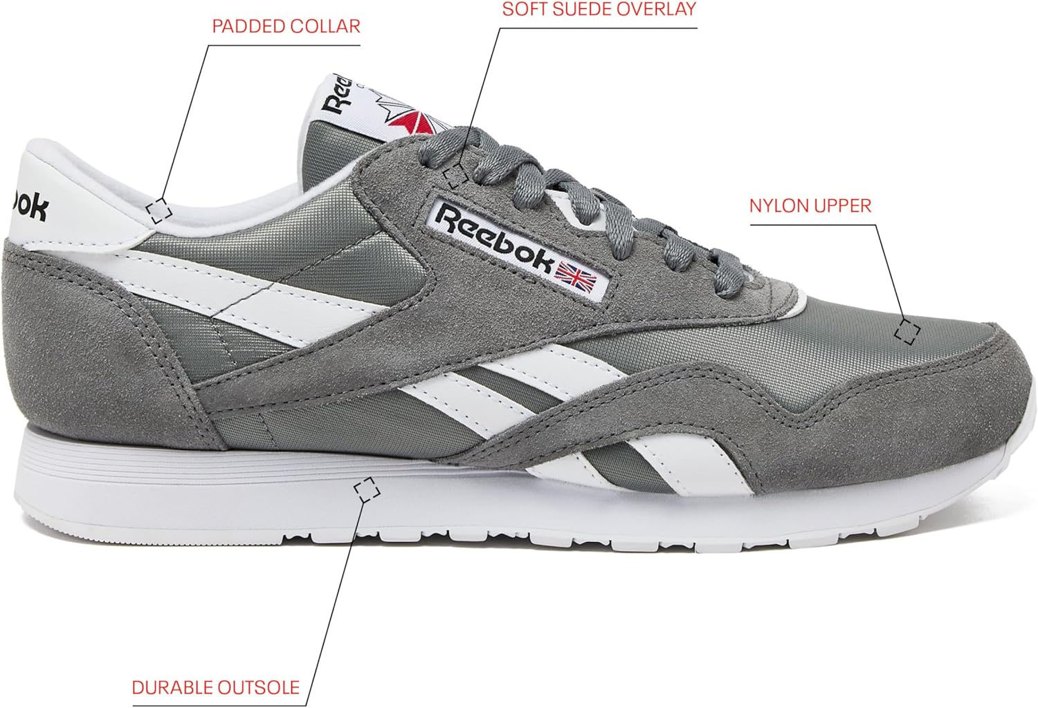 Мужские кроссовки Reebok Classic Nylon, белый/серый — фото 3