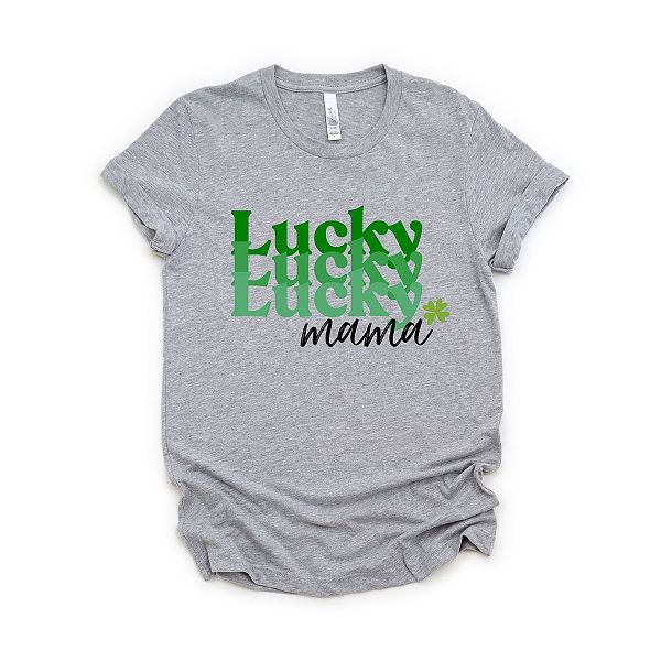 

Футболка Lucky Mama с принтом и коротким рукавом Simply Sage Market, Heather Grey