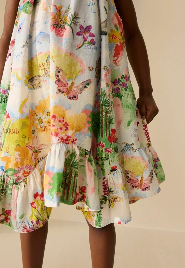 Платье повседневное Next, Regular fit strappy summer dress, с принтом карта — фото 3