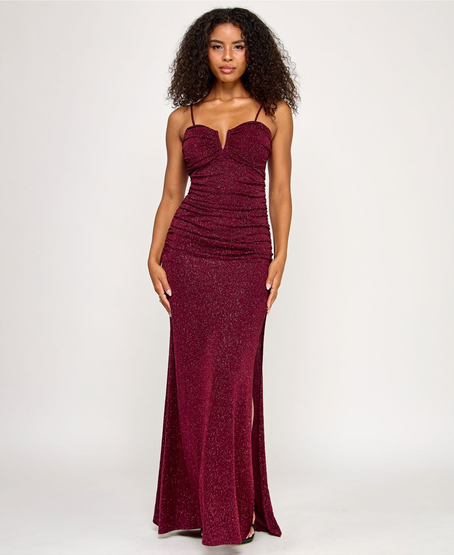 

Платье для юниоров из блестящей вязки с вырезом на шее Emerald Sundae, Wine