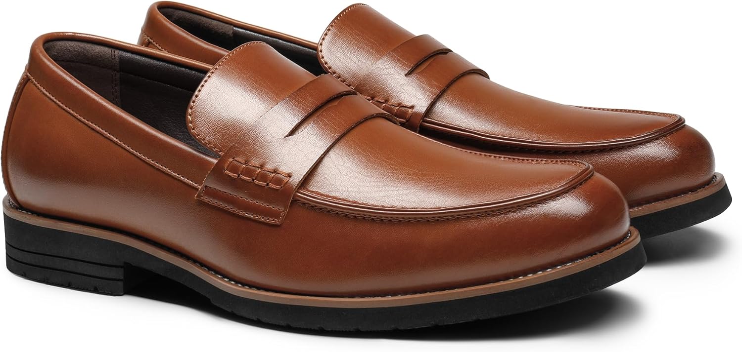 Мужские деловые слипоны-пенни лоферы Bruno Marc, коричневый — фото 3