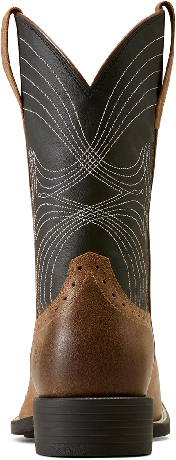 Мужские западные ковбойские сапоги Ariat Sport с широким квадратным носком, черный/коричневый — фото 2