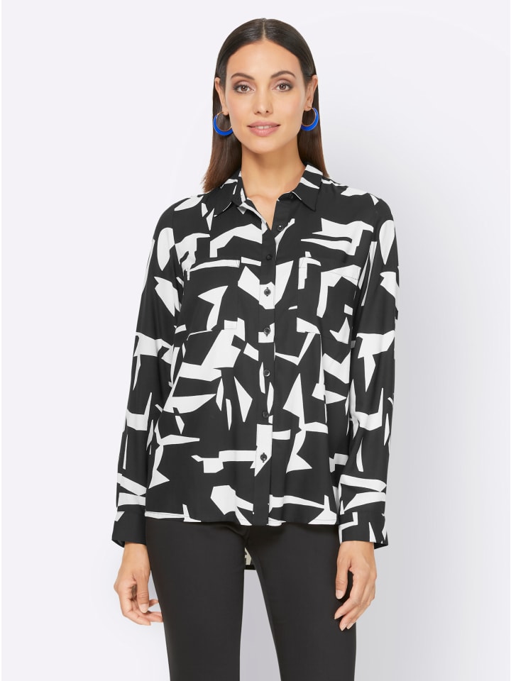 

Блузка с длинными рукавами в черном и шампанском узоре Heine