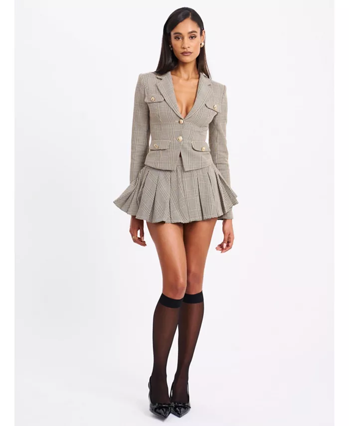 

Женская плиссированная мини-юбка Oaklyn Plaid Miss Circle, коричневый