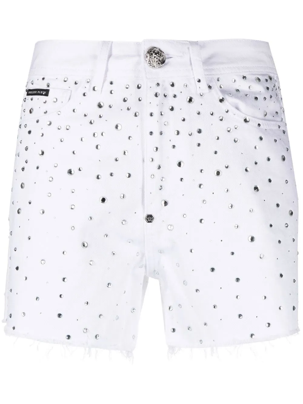 

Джинсовые шорты с кристаллами Philipp Plein, белый