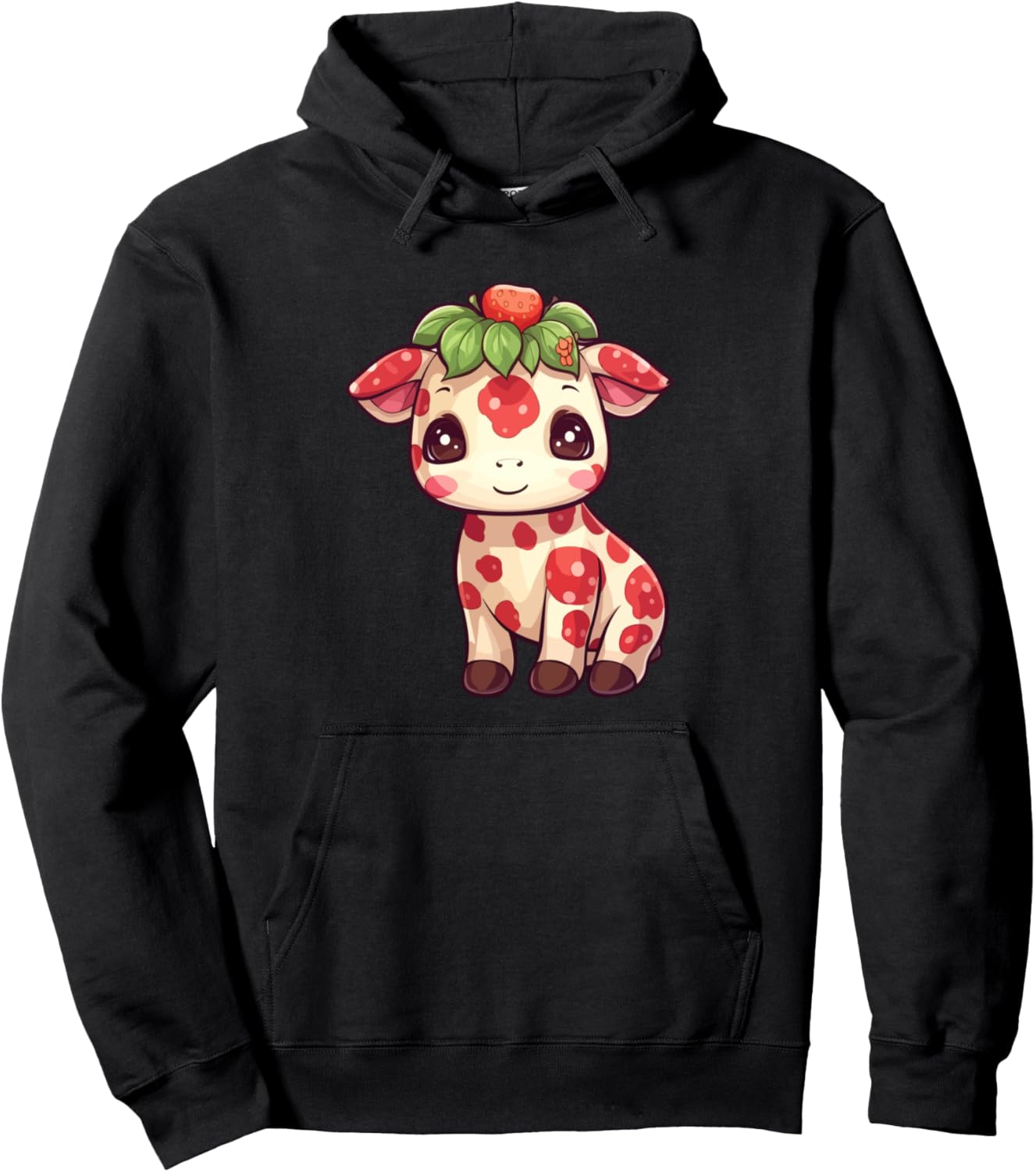 

Милая толстовка с изображением клубничной коровы Kawaii Strawberry Cow, черный