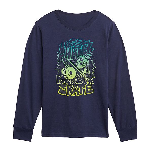 

Футболка с длинным рукавом Boys 8-20 less hate more skate Licensed Character, Navy