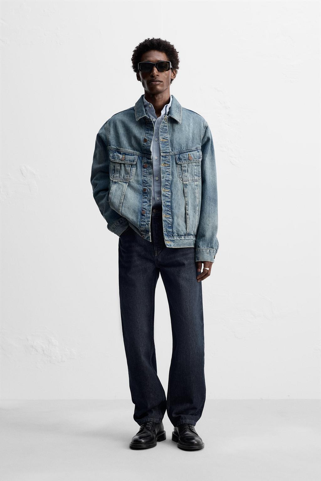 

Джинсовая куртка с подкладкой ZARA, средне-синий