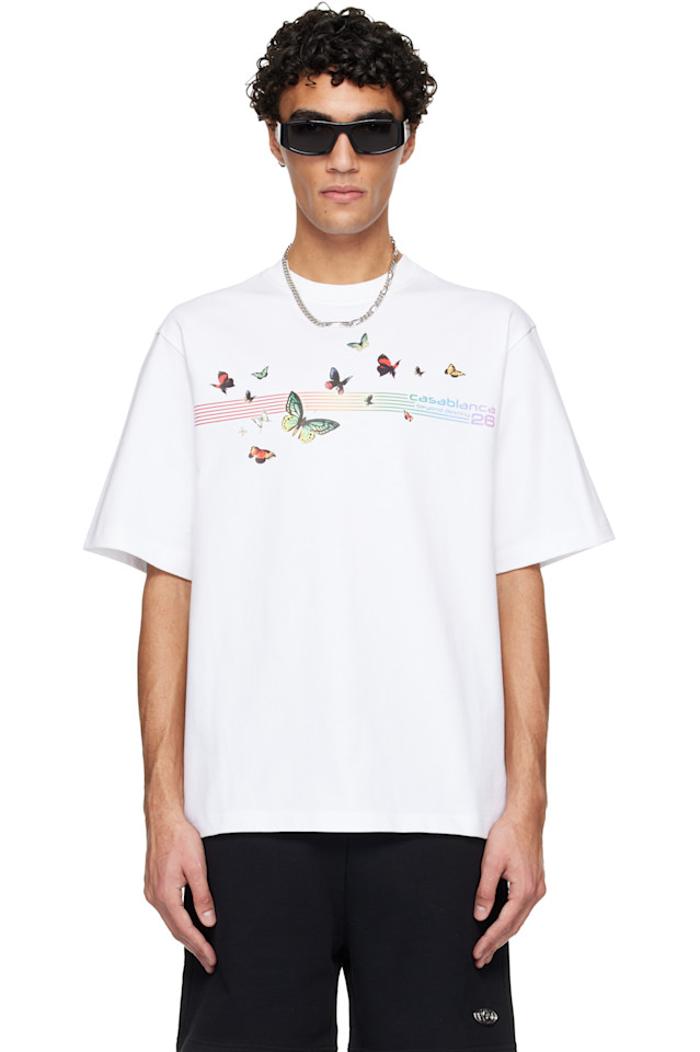

Casablanca Белая футболка оверсайз с бабочкой