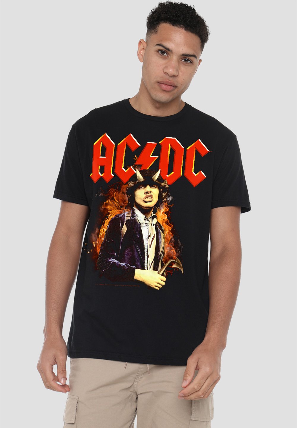 

Футболка с принтом AC DC FIRE AND HORNS Cotton Soul, черный
