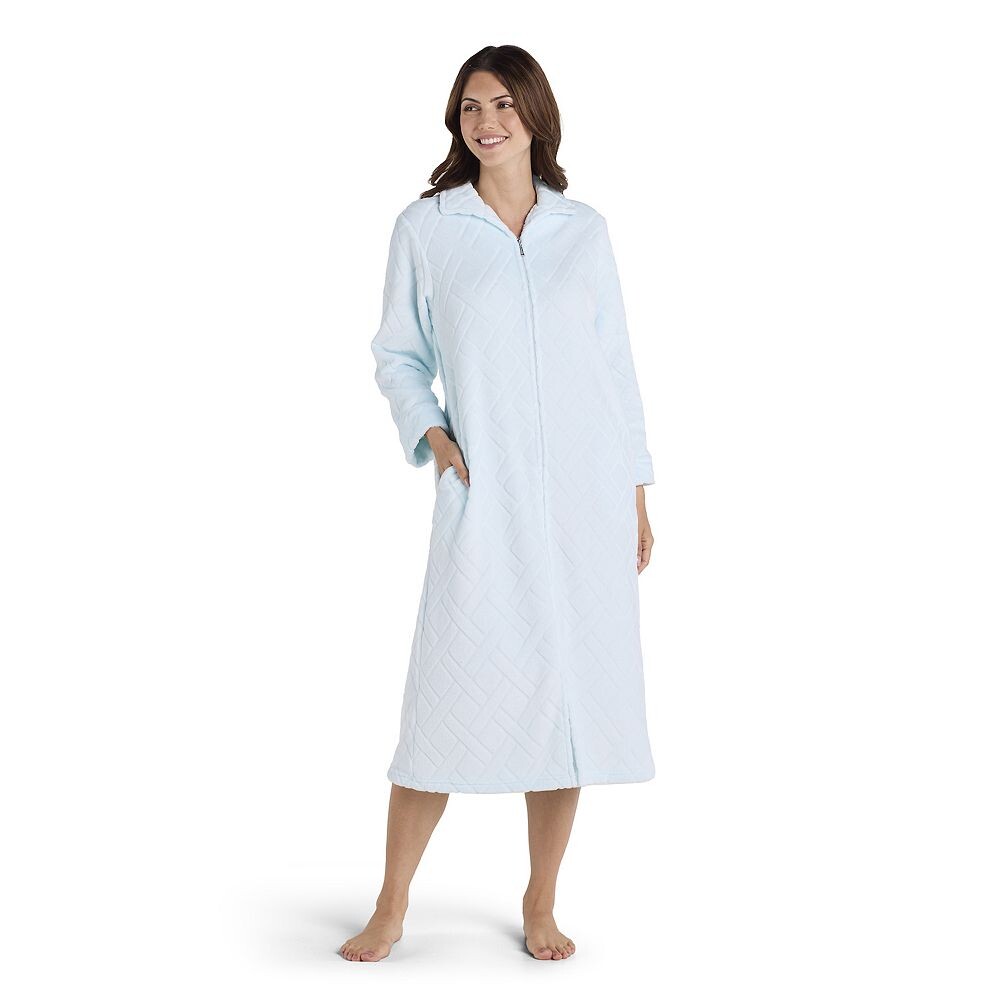 

Длинный флисовый халат Petite Miss Elaine Essentials на молнии, синий