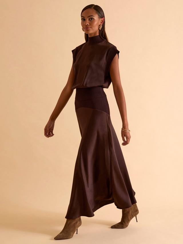 

Юбка макси с вязаным поясом FLORERE, Brown