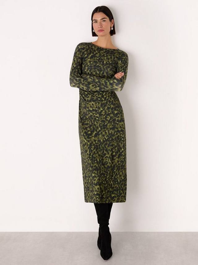 

Платье с рюшами в стиле animal print Whistles, Green/Multi