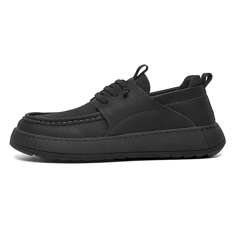 Кожаные повседневные туфли мужские SEPTWOLVES, Black Mid-Top (Standard Leather Shoe Size) — фото 3
