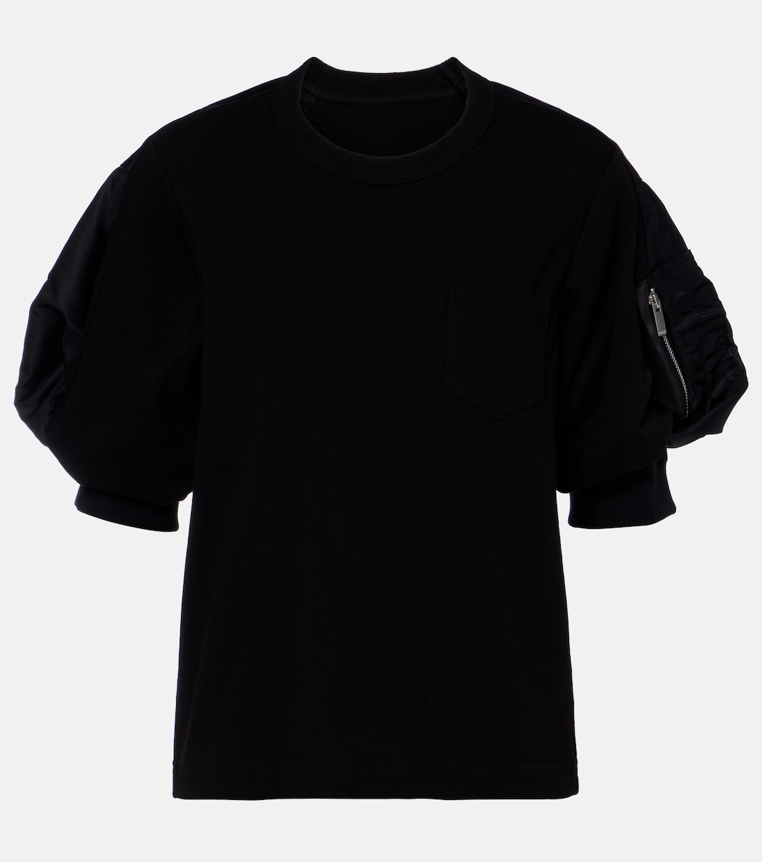 

Хлопковая футерная и джерсейная футболка Sacai, черный