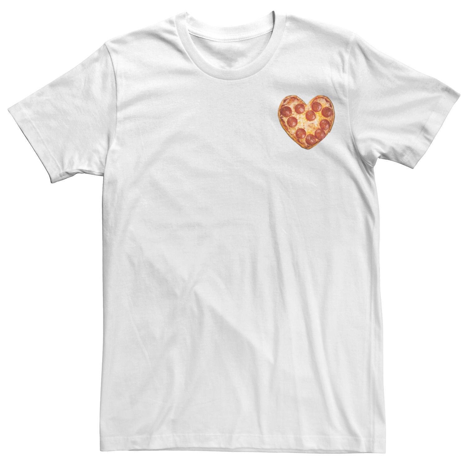 

Мужская футболка с забавным рисунком на груди и левой грудью Pizza Heart Licensed Character, белый