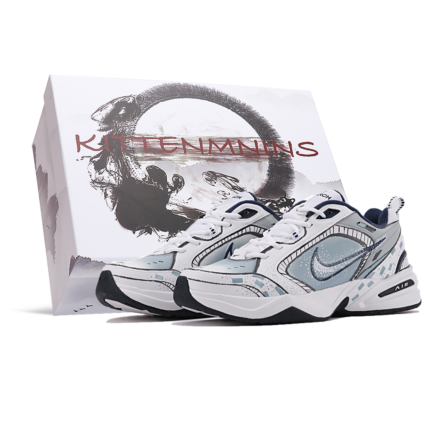 

Кроссовки Nike Air Monarch 4 Chunky Sneakers Unisex Low-top Blue/white, синий/белый