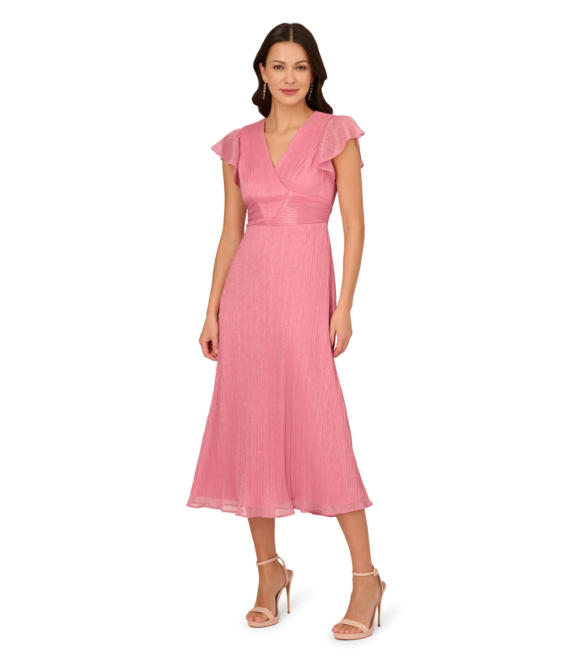 

Платье Adrianna Papell Crinkle Mesh Midi Dress, Faded Rose