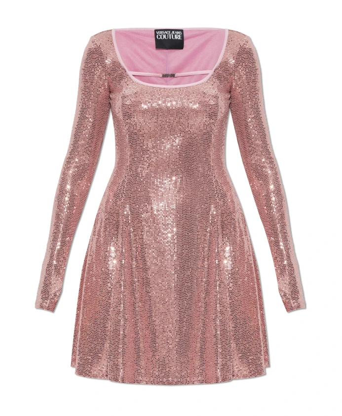 

Платье, украшенное сверкающими пайетками. Versace Jeans Couture, розовый