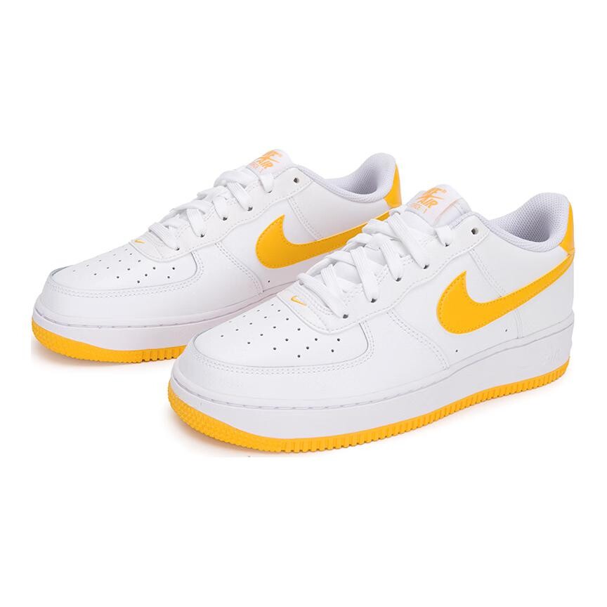 Кроссовки для скейтбординга Air Force 1 Kids GS Low-top White/Yellow Nike, белый/желтый — фото 3