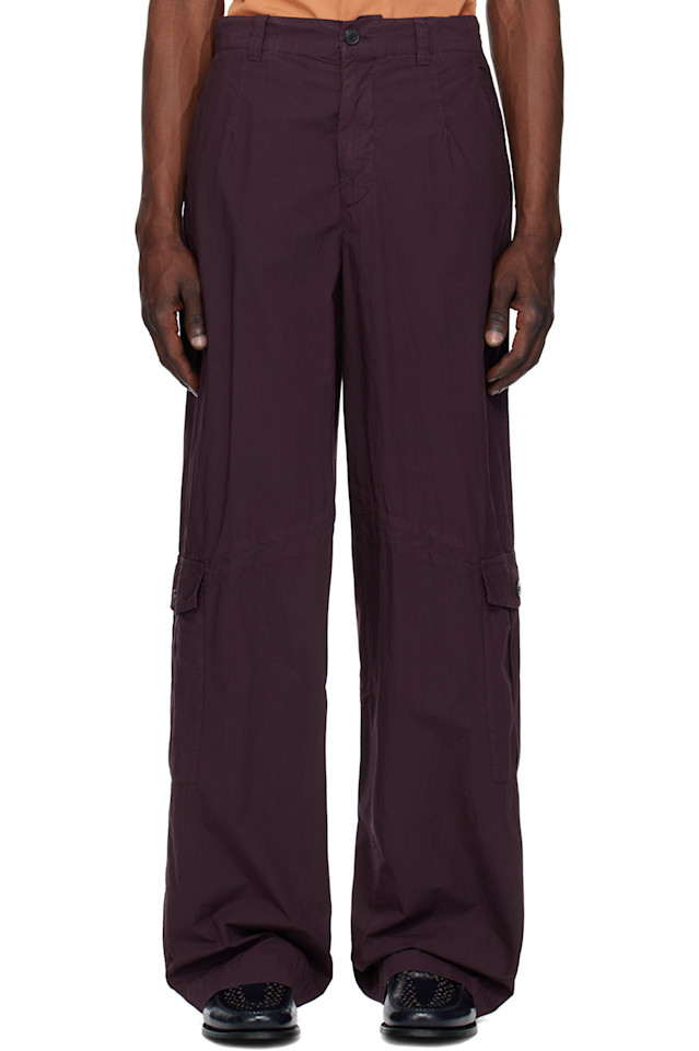 

Свободные окрашенные карго-штаны Dries Van Noten, цвет auber