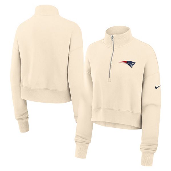 Женский кроп-худи с полумолнией new england patriots legacy phoenix fleece кремового цвета Nike — фото 2
