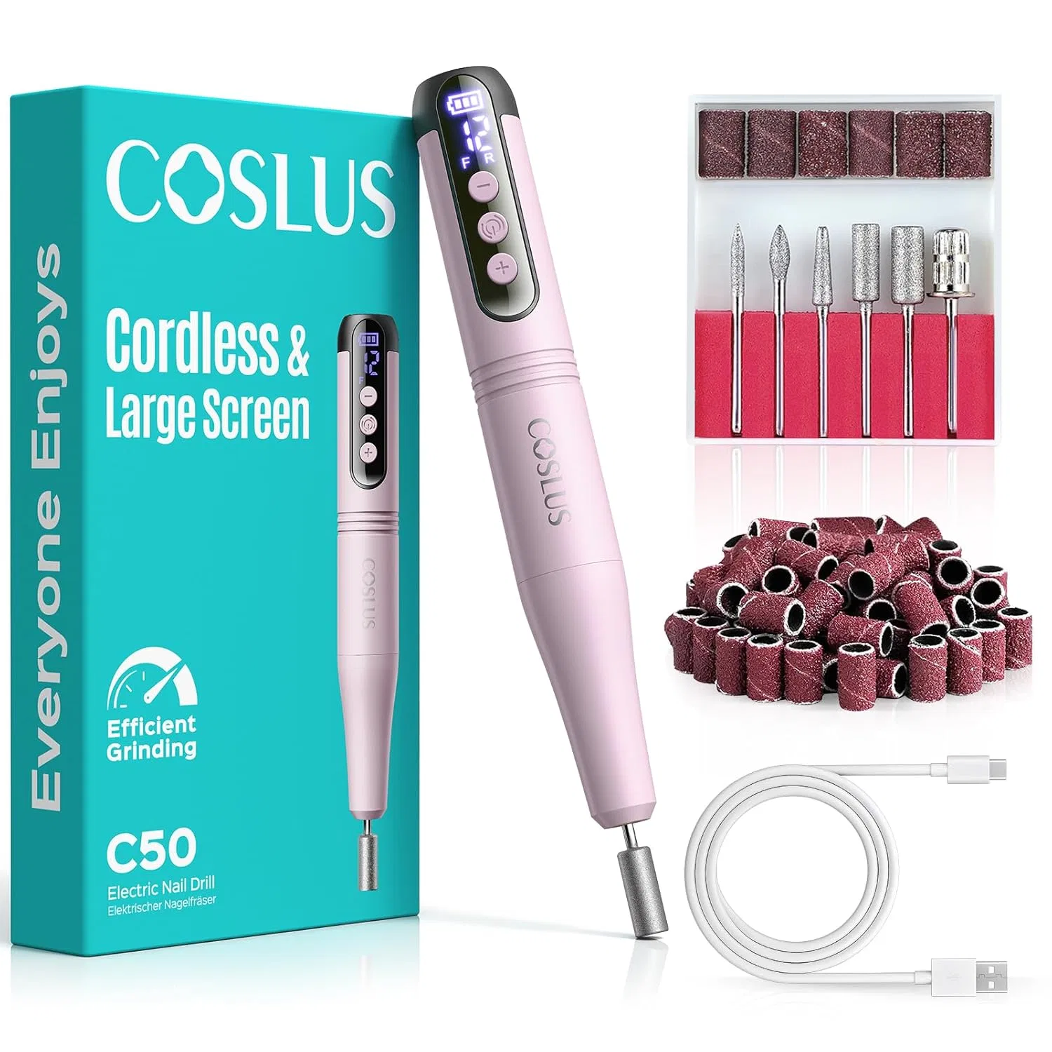 Беспроводной электрический аппарат для маникюра COSLUS C50 Coslus, Pink