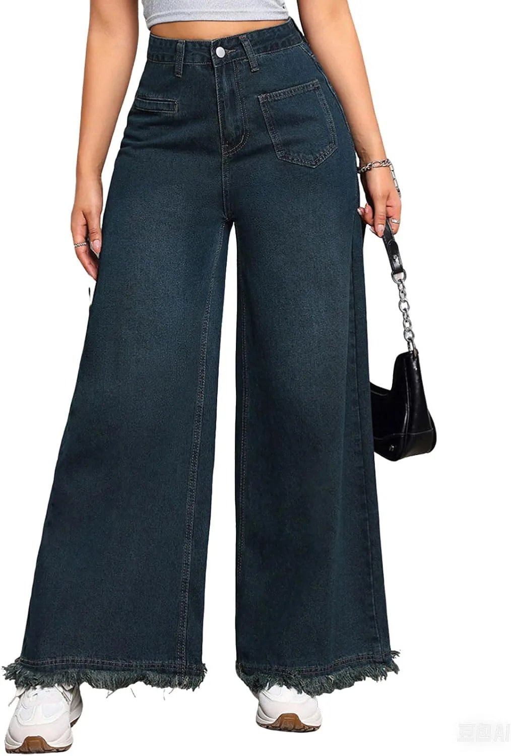 

CHARTOU Baggy Wide Leg джинсы Mid Rise Frayed