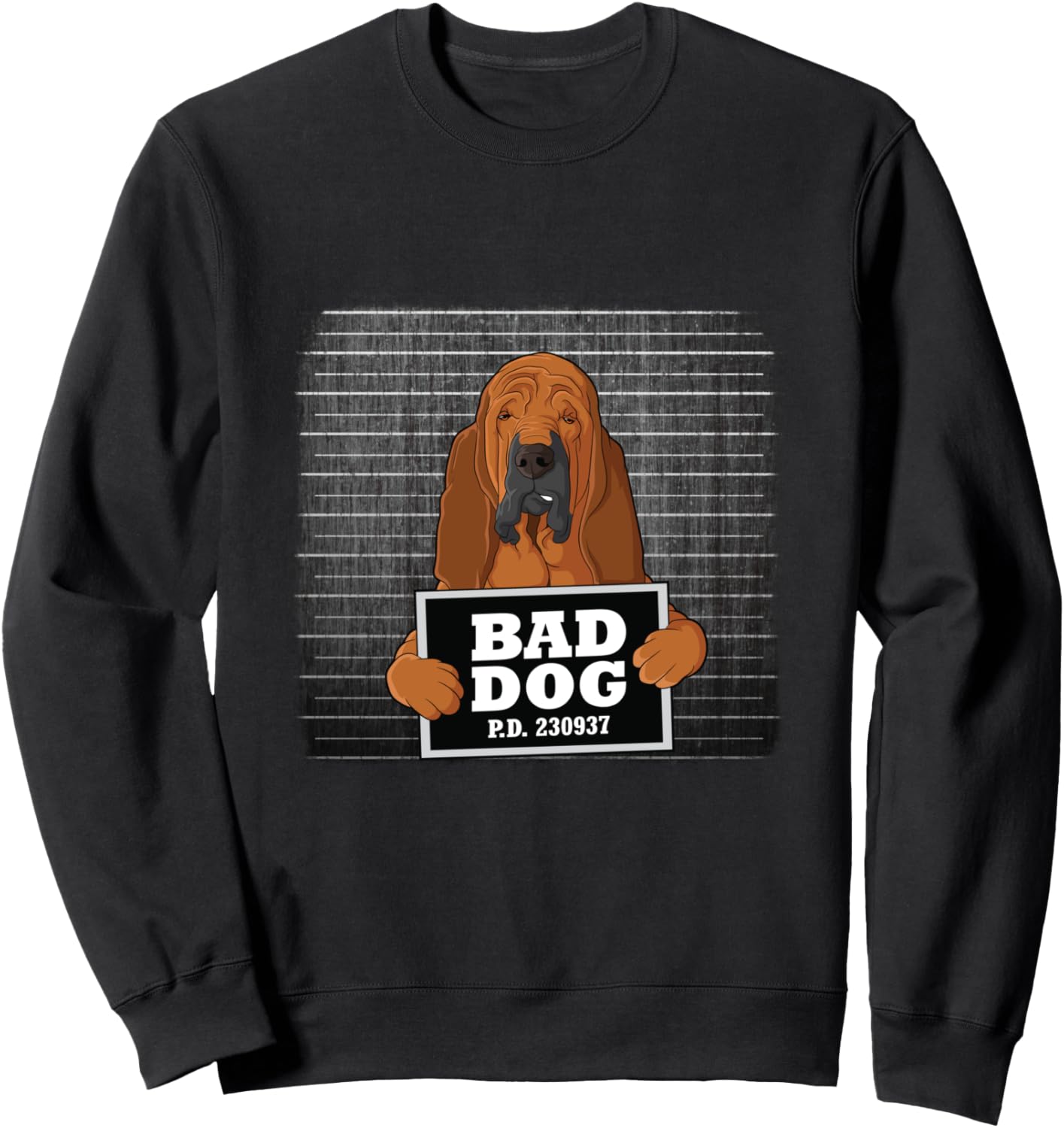 

Фотография бладхаунда, толстовка с надписью «Виновный пес» Bad Dog Mug Shot Bloodhound, черный