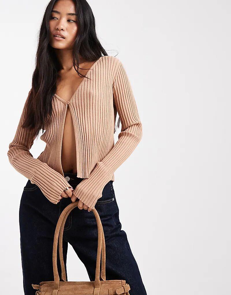 

Кардиган Miss Selfridge из трикотажного полотна с одной пуговицей цвета верблюжьей шерсти