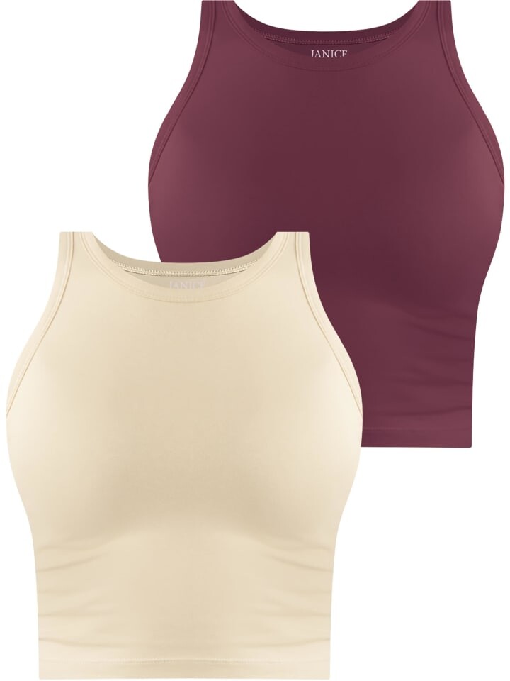 

Топ Janice 2 x Damen crop hochgeschlossen Niah, цвет beige/burgund