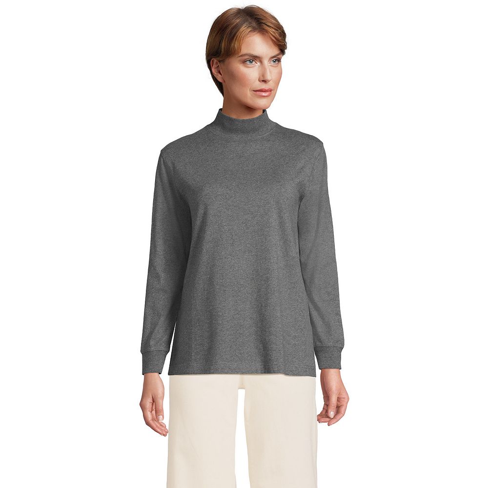 

Женский топ Lands End с длинным рукавом Super T Mockneck Lands' End, цвет Charcoal Heather