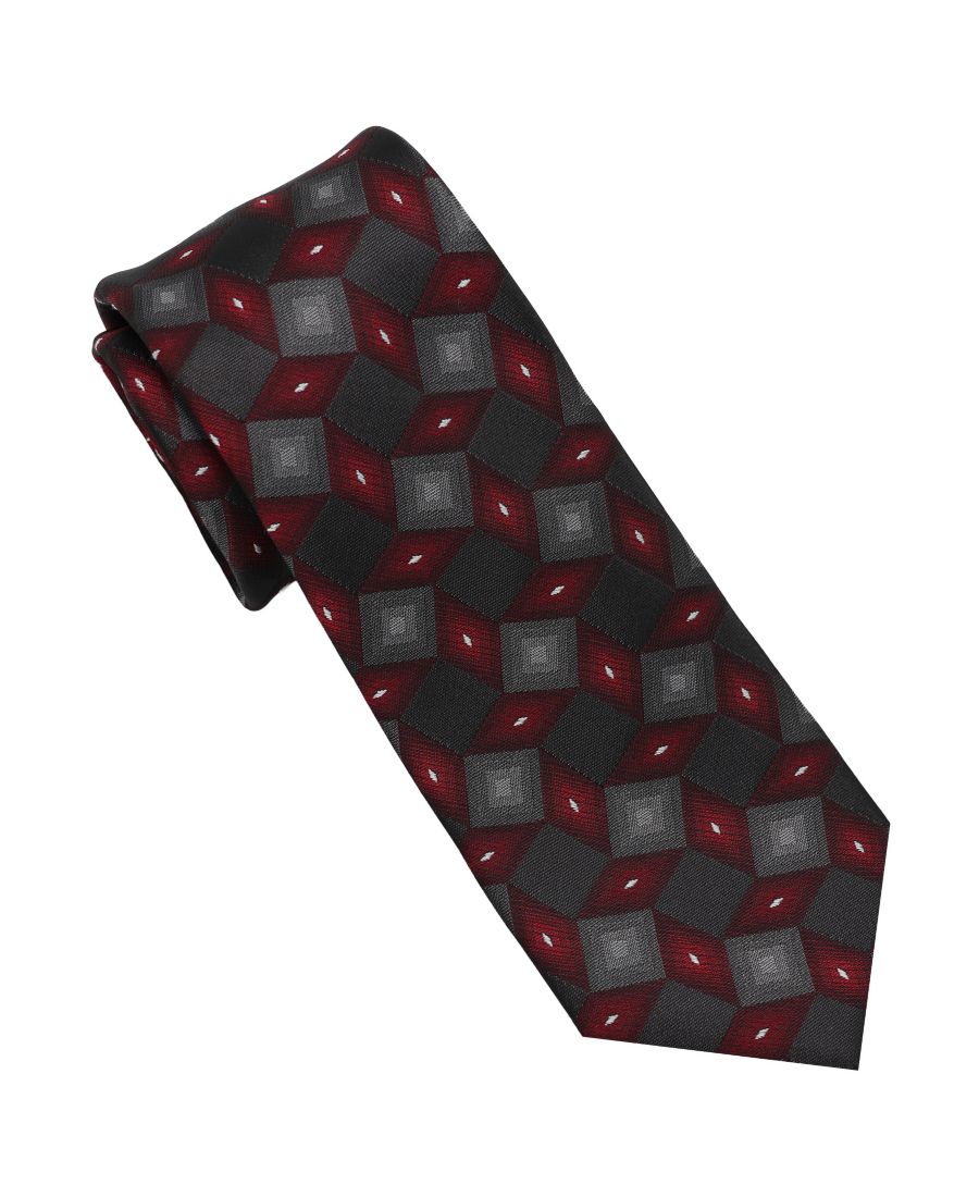 

Мужской узкий галстук с геометрическим узором DKNY, Red, Black, Gray