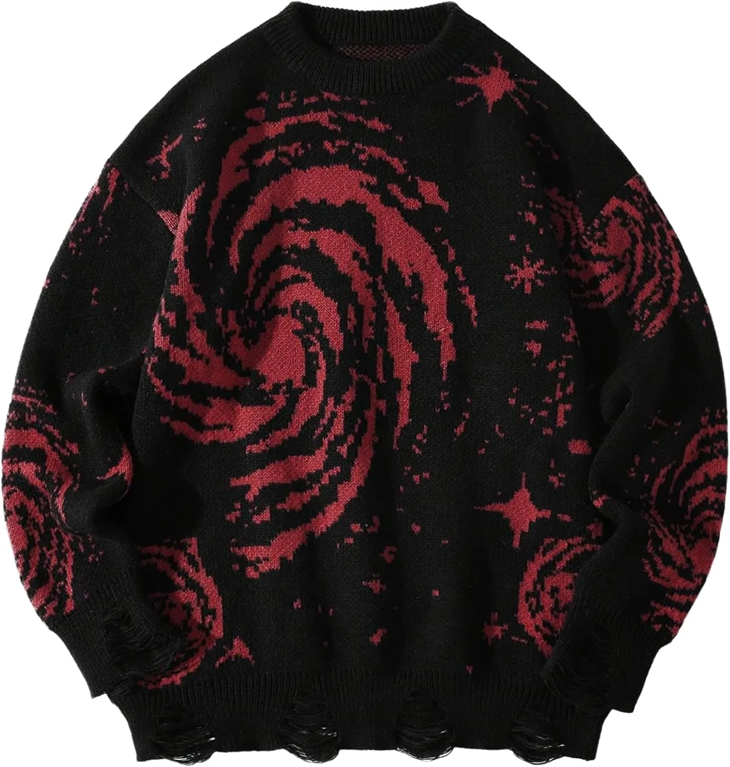 

ZAFUL мужской свитер в стиле хип-хоп с воротником-гольф, свободный крой, винтажный принт "звездное небо"